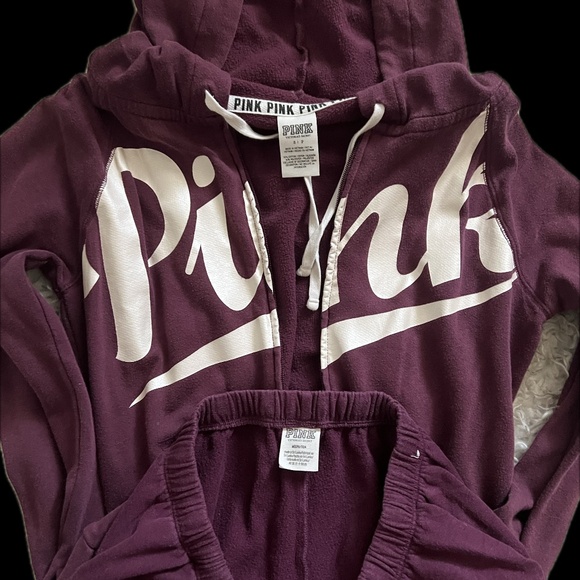 Y2k Maroon Small/Med Victorias Secret PINK Tracksuit/ Sweat Outfit - Picture 5 of 7